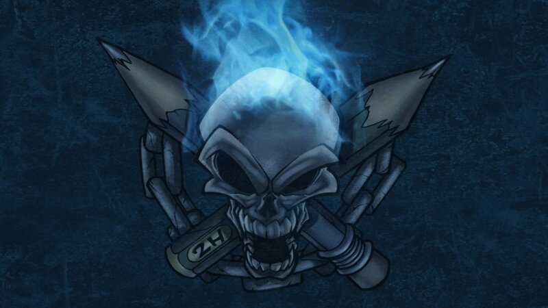skull with blue flames
