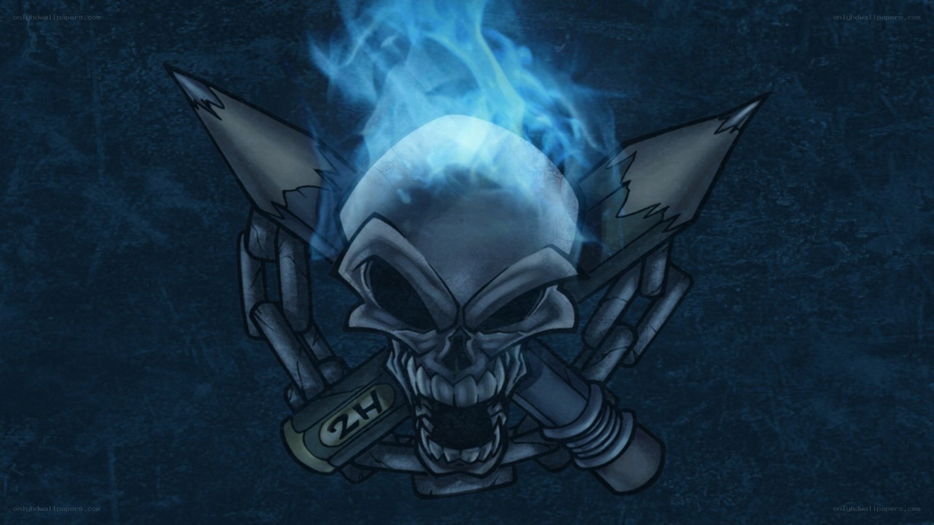 skull with blue flames