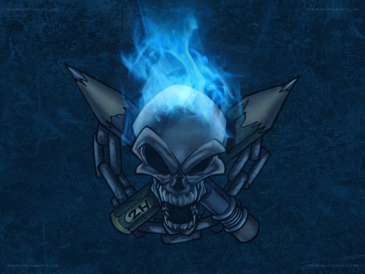 skull with blue flames
