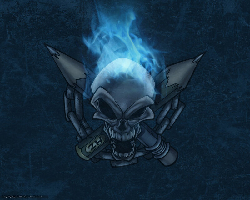 skull with blue flames