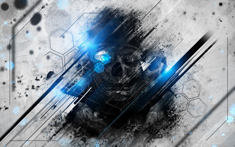 Skull with Blue Lights