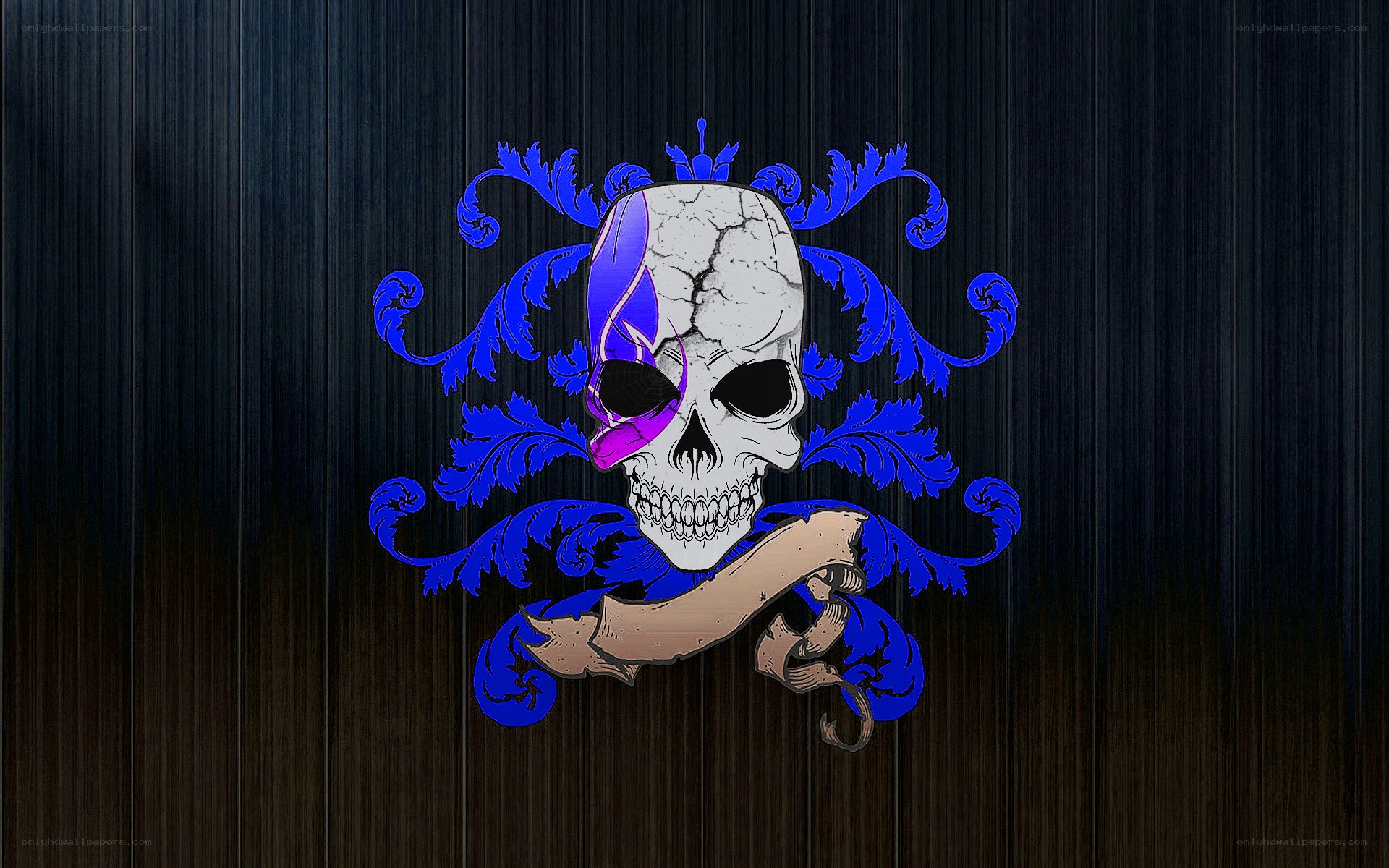 skull with blue ornamentation