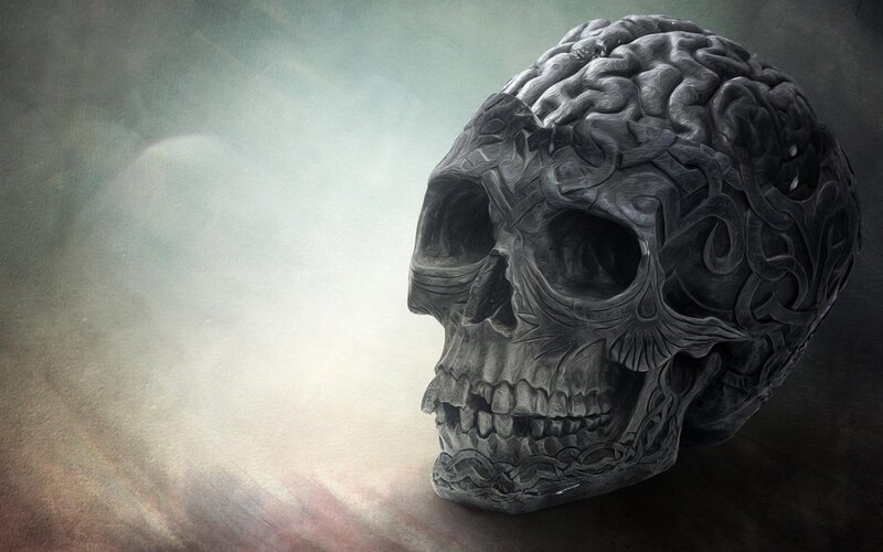 Skull with Brain Texture — Gray