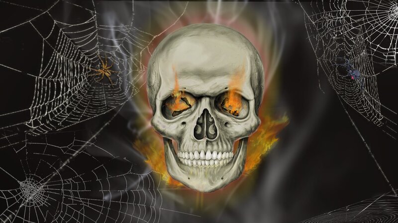 Skull with Burning Eyes — Black