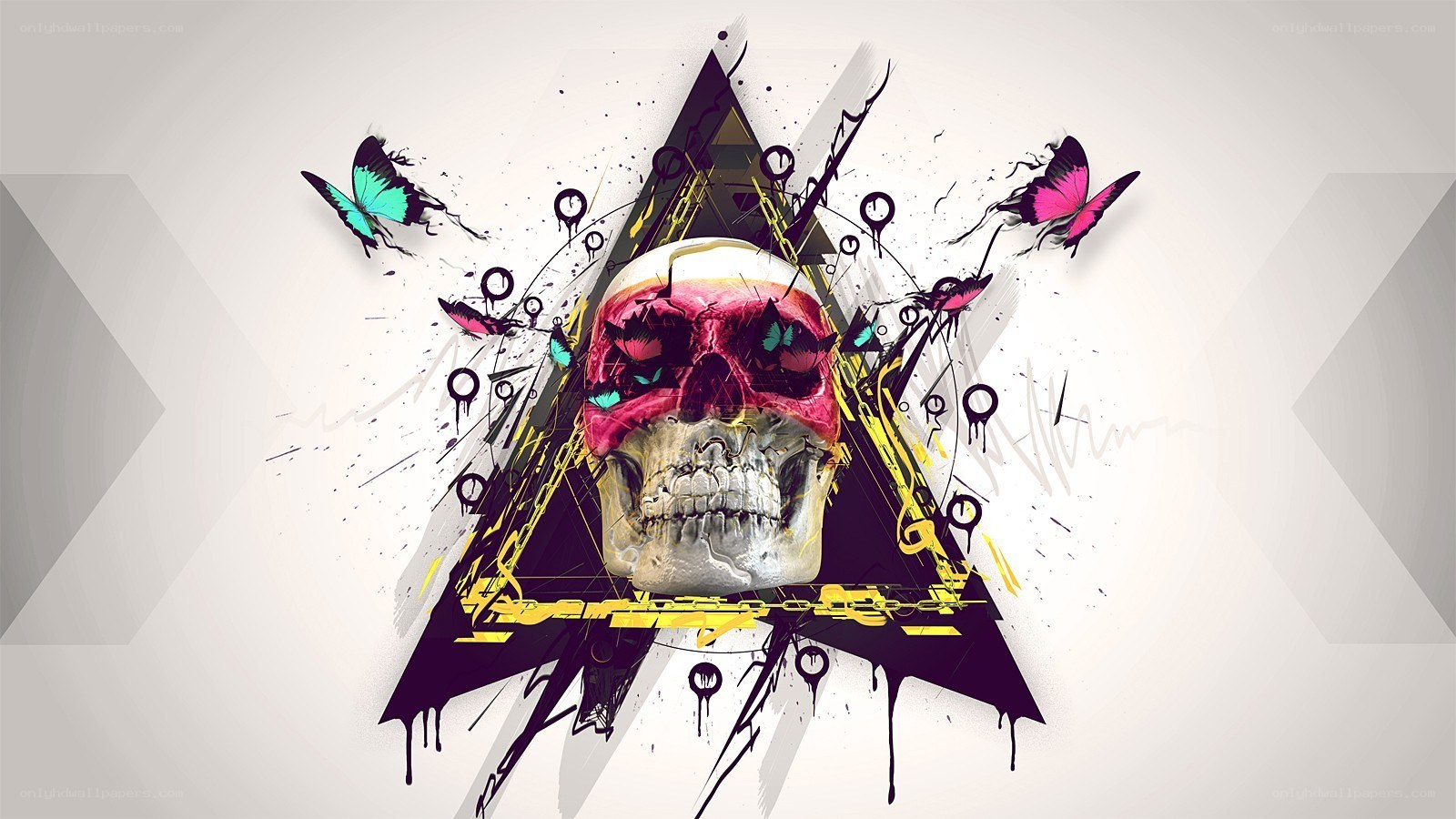 skull with butterflies art