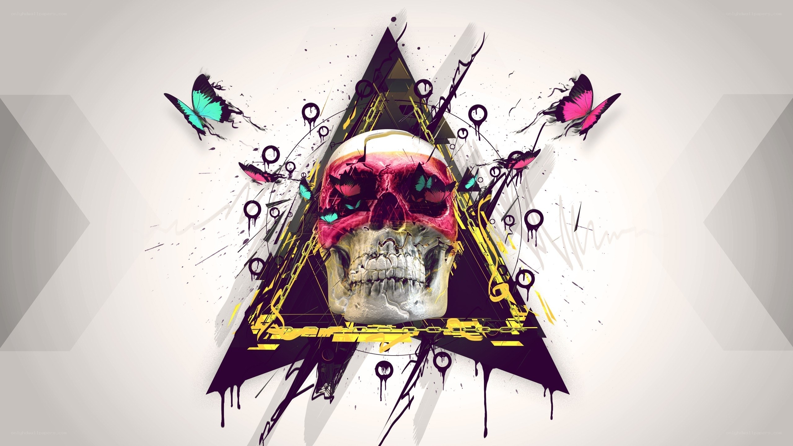 skull with butterflies art