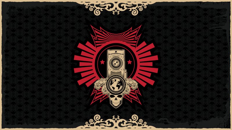 Skull with Camera — Black, Dramatic, Illustration