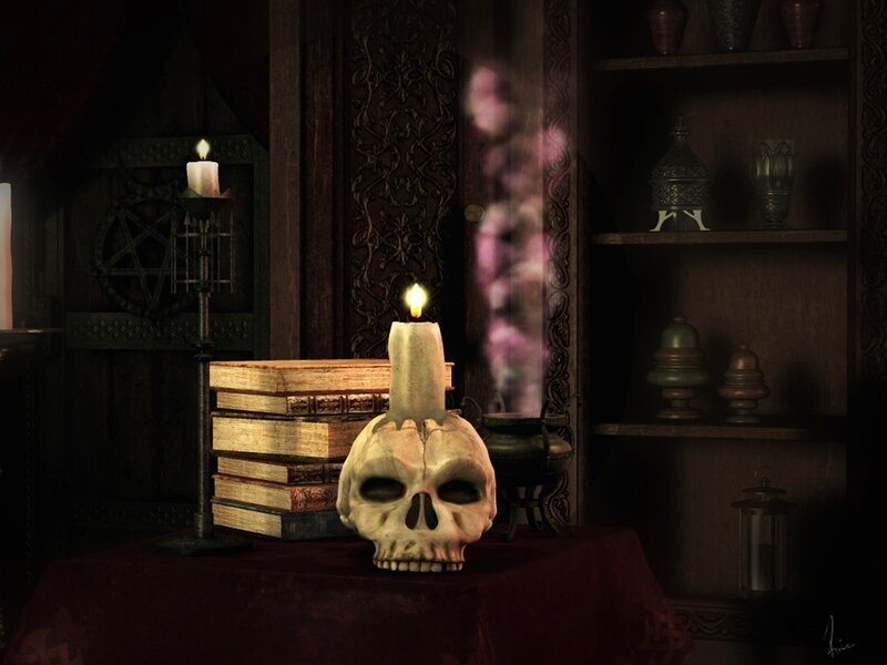 Skull with Candle — Brown