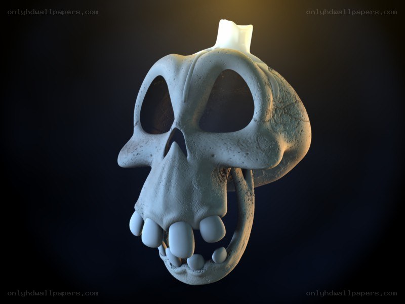 skull with candle on top