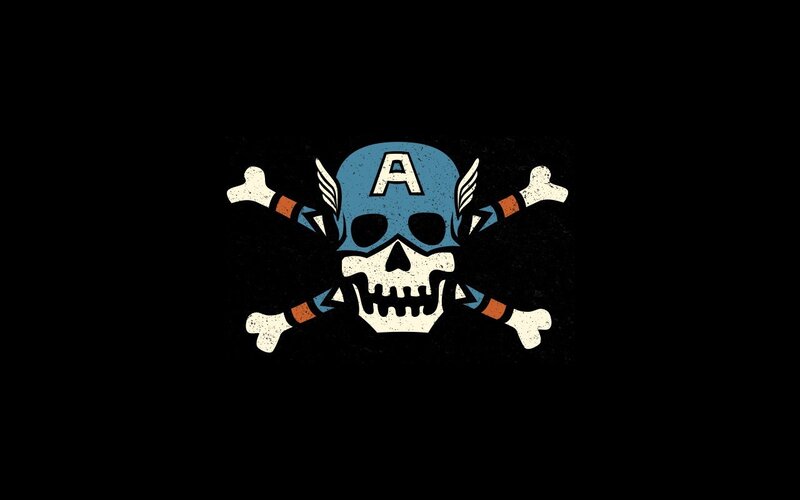 Skull with Captain America Helmet