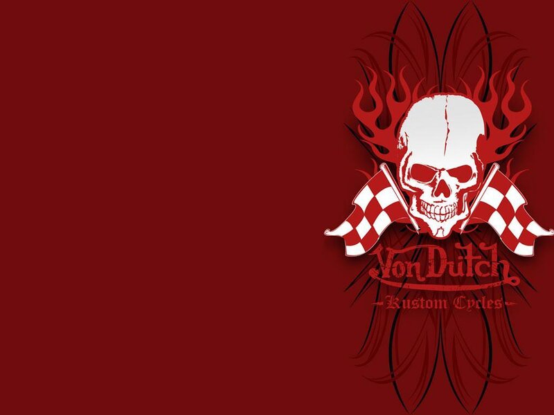 Skull with Checkered Flags — Red