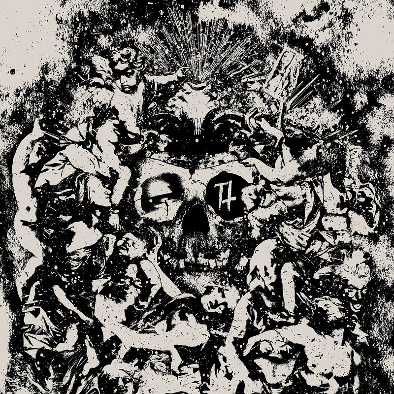 skull with cherubs and symbols