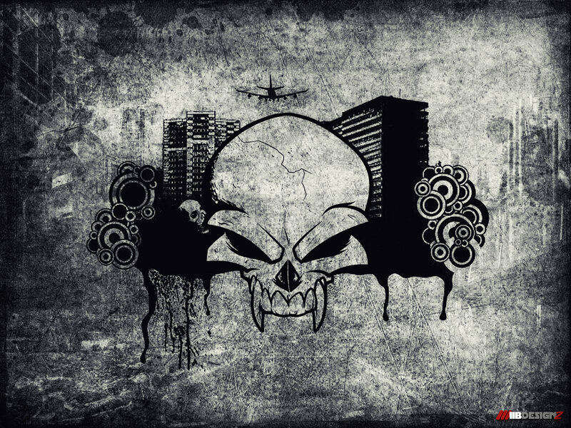 Skull with Cityscape