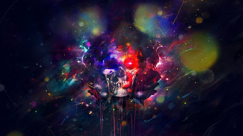 Skull with Colorful Explosion