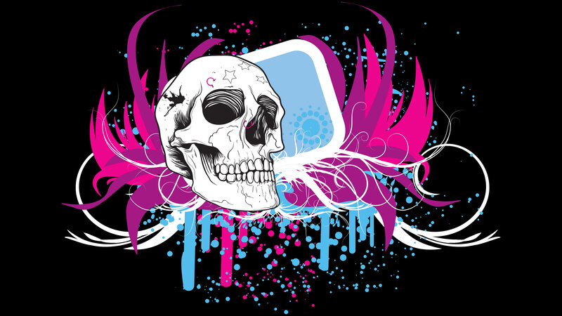 Skull with Colorful Splashes