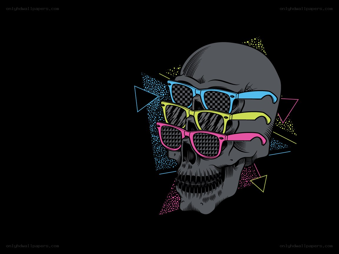 skull with colorful sunglasses