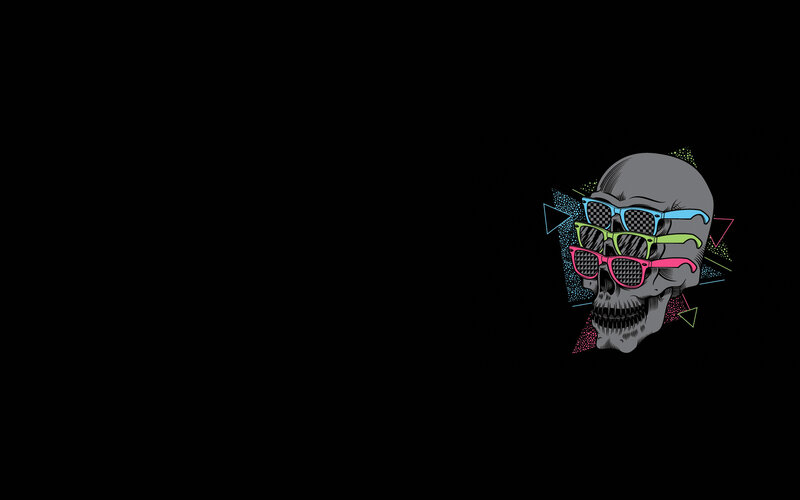 skull with colorful sunglasses