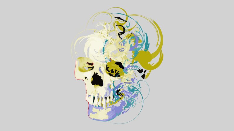 Skull with Colorful Swirls