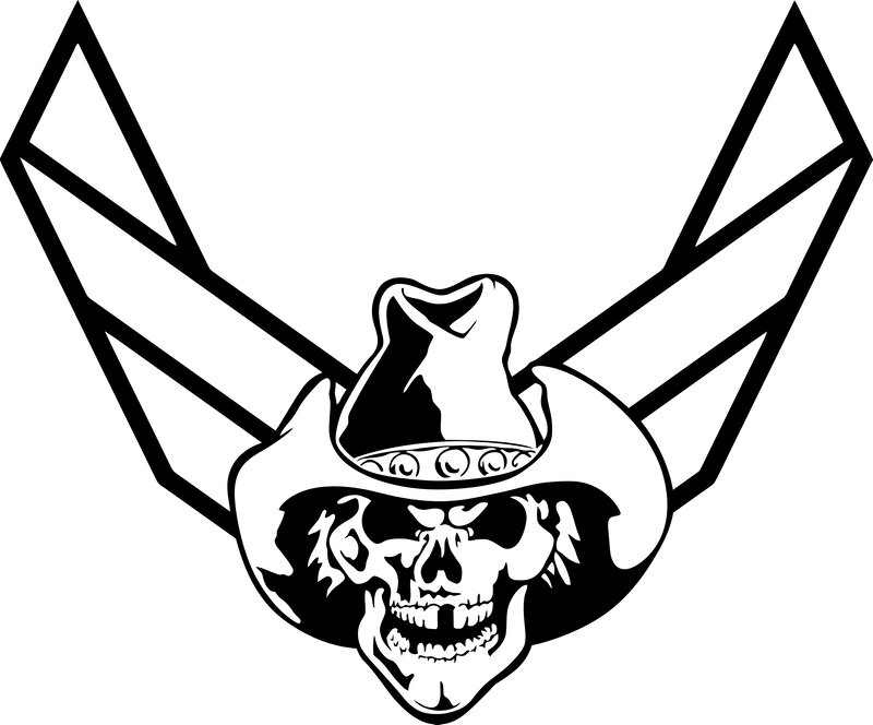 skull with cowboy hat and wings