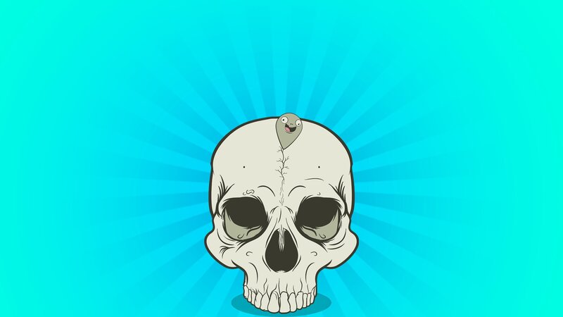 skull with creature on head