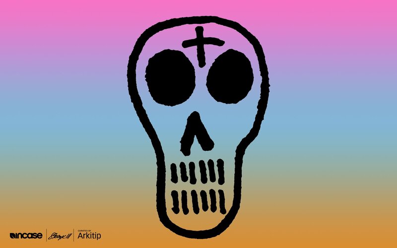 skull with cross on gradient