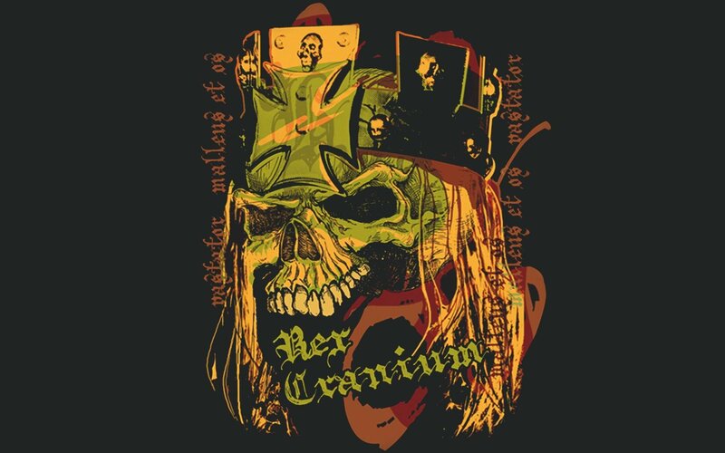 skull with crown and text