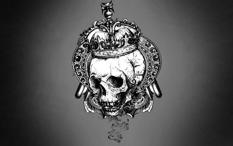 Skull with Crown — Black, Dark, Illustration