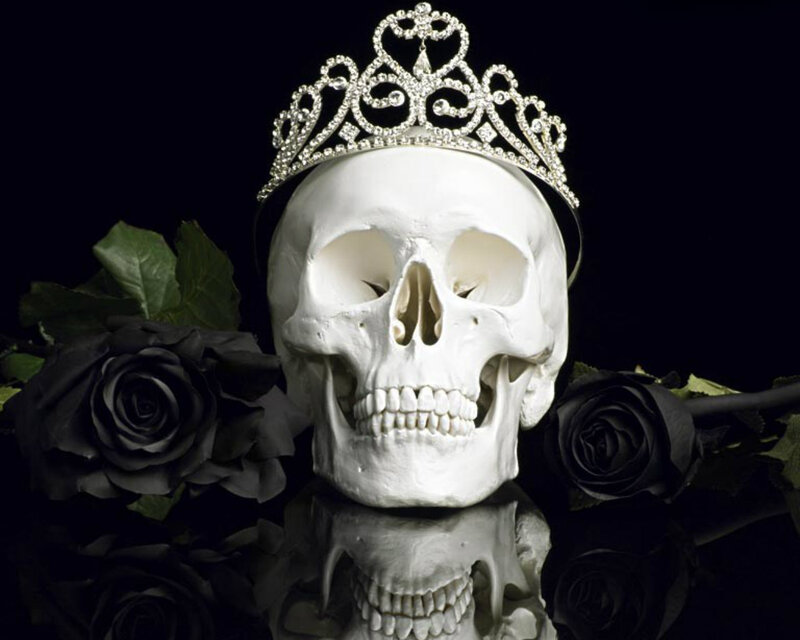 Skull with Crown — White