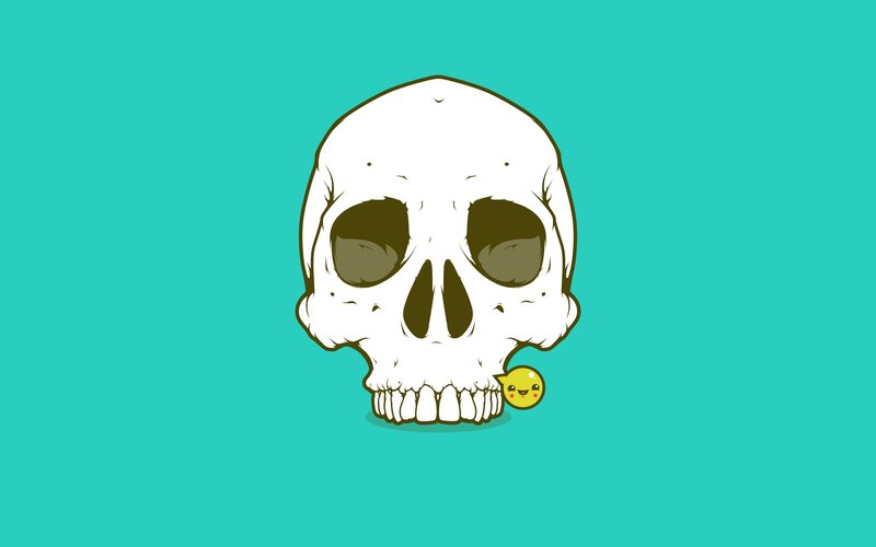 skull with cute character