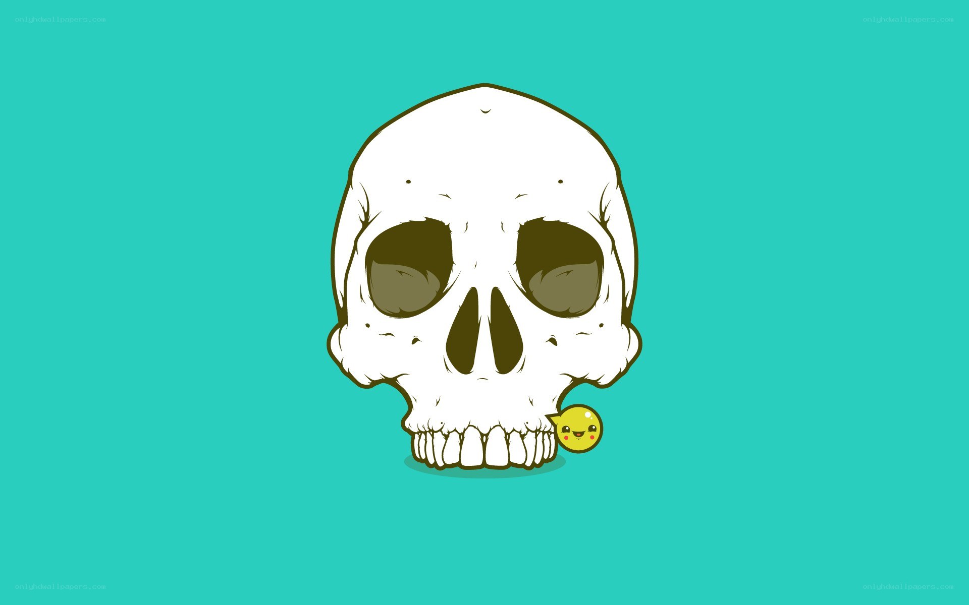 skull with cute character