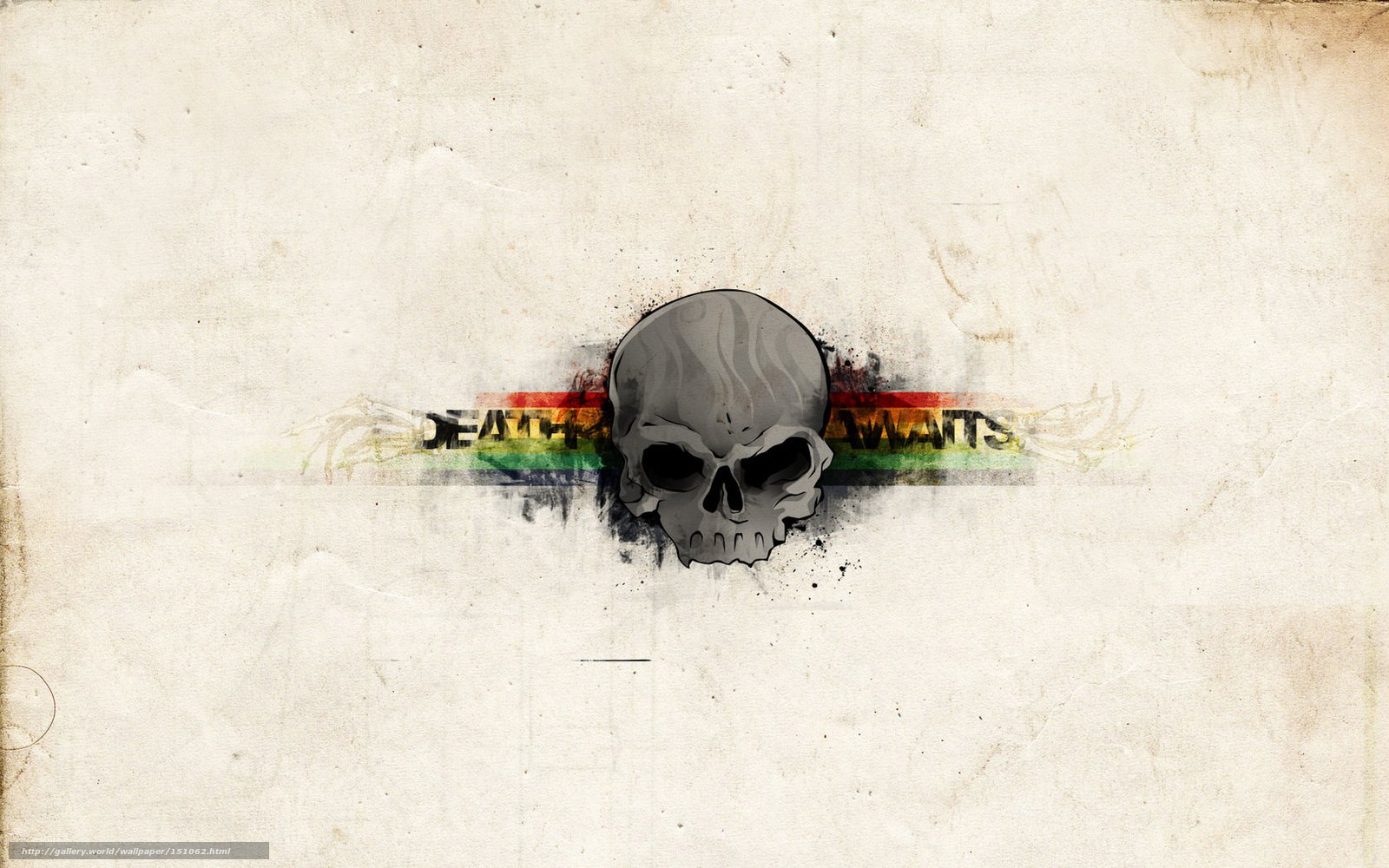 skull with death awaits text