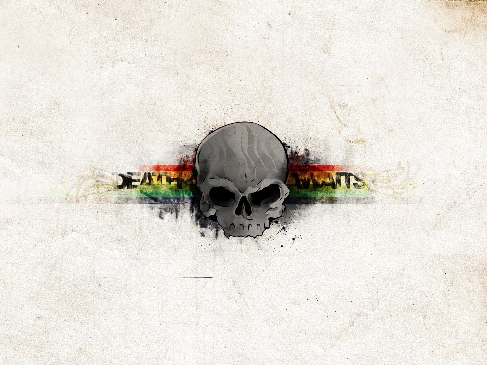 skull with death wats text