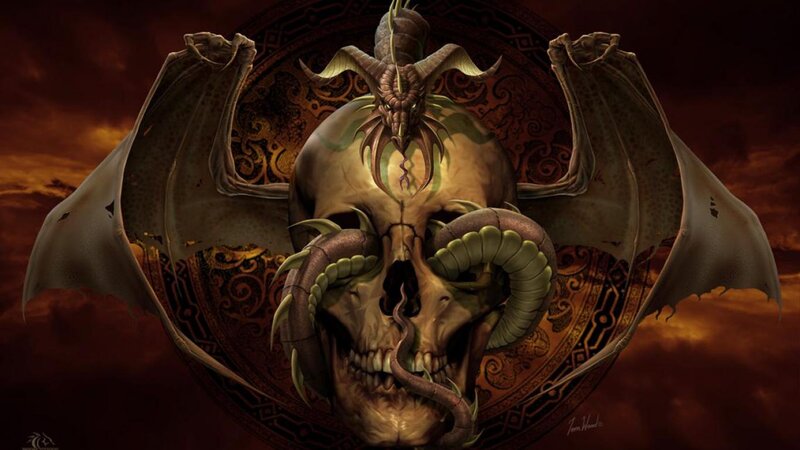 Skull with Dragon