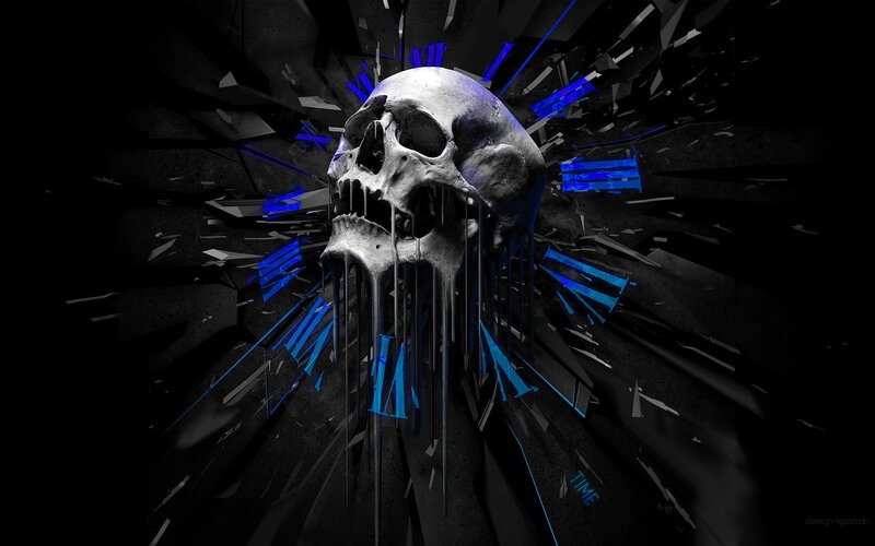 Skull with Dripping Effect — Black, Dark, Dramatic