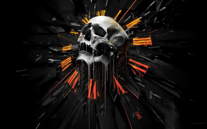 Skull with Dripping Effect — Black, Dark