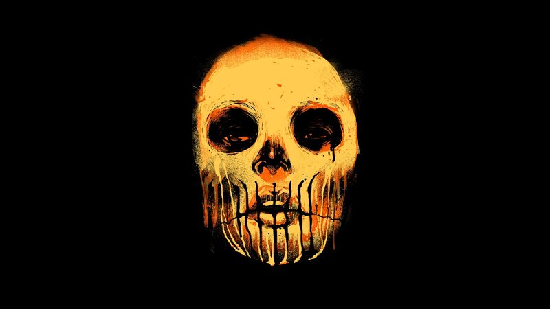 Skull with Dripping Paint — Yellow