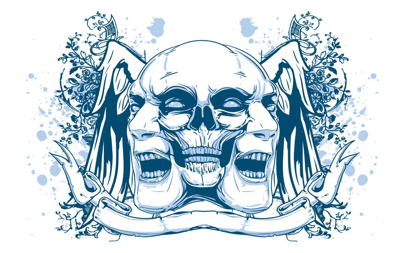 skull with dual faces