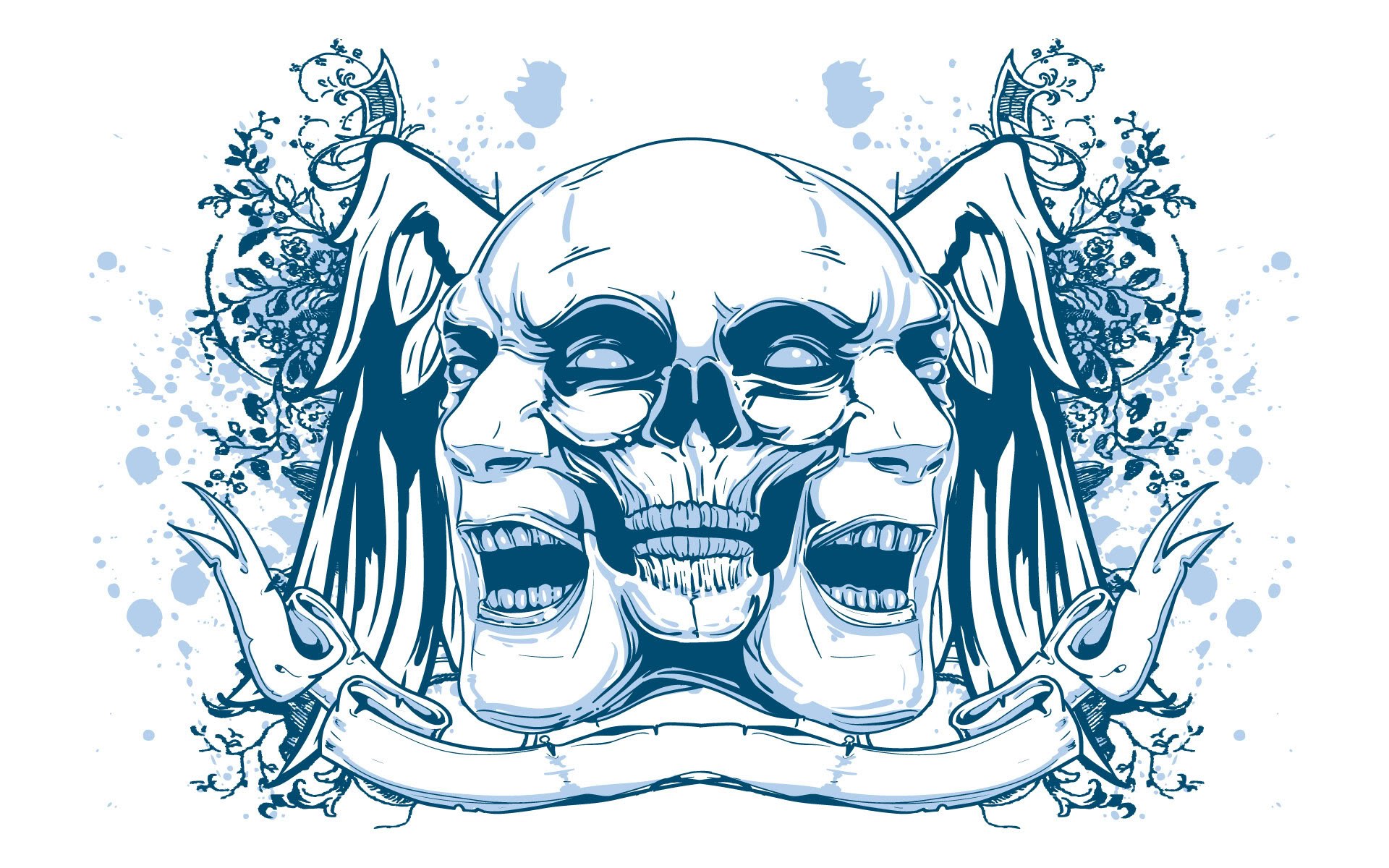 skull with dual faces