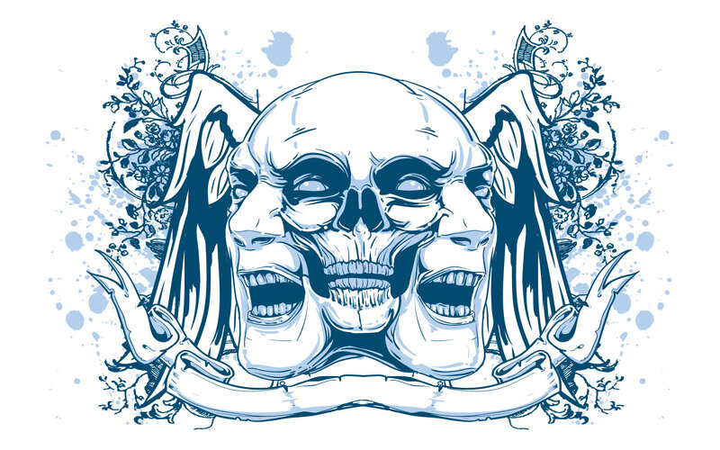 skull with dual faces
