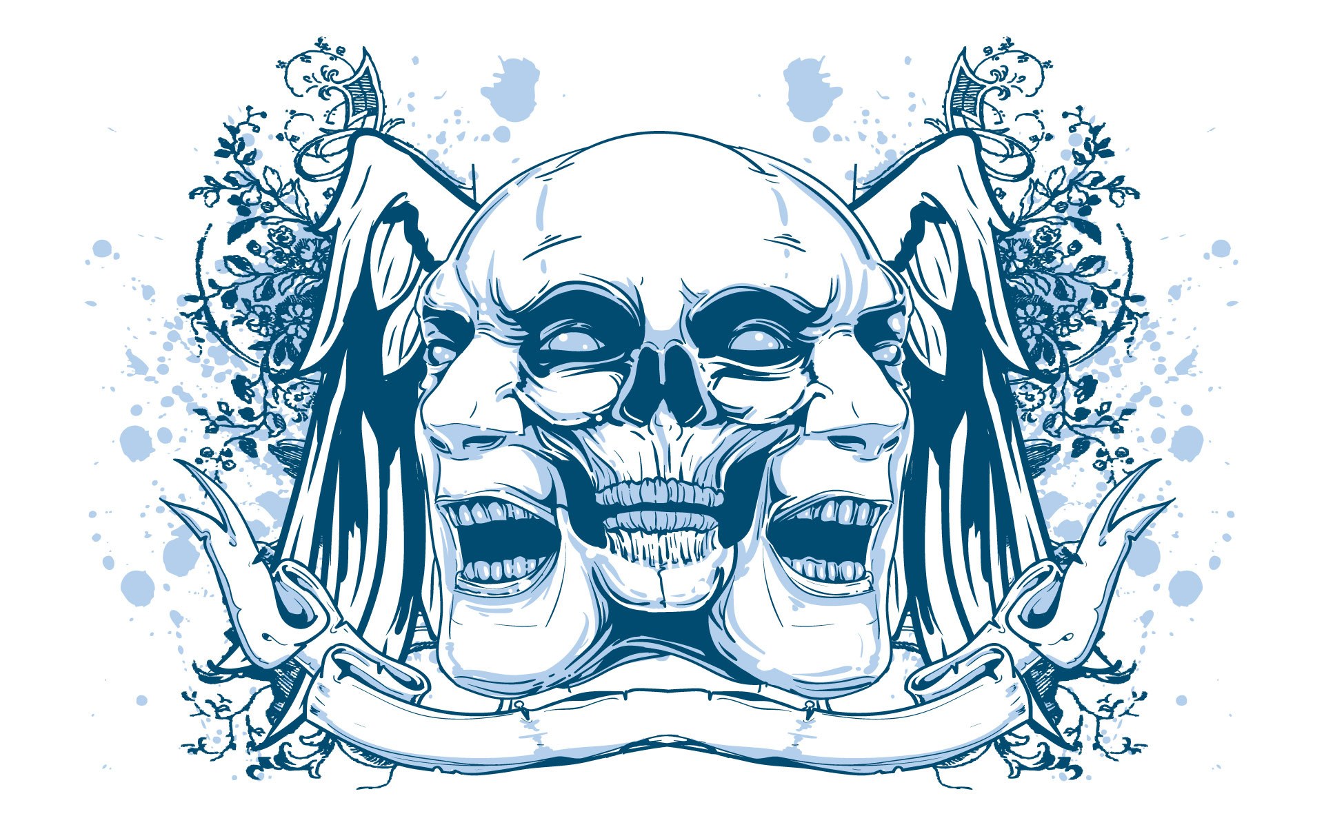 skull with dual faces