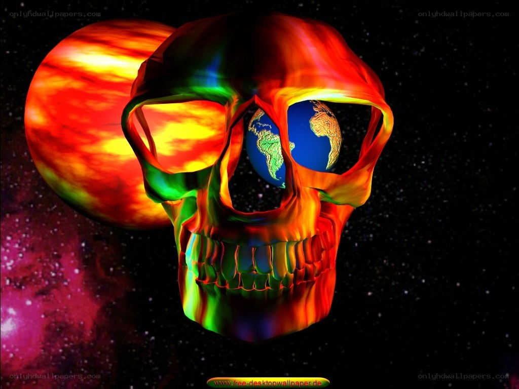 Skull with Earth in eyes