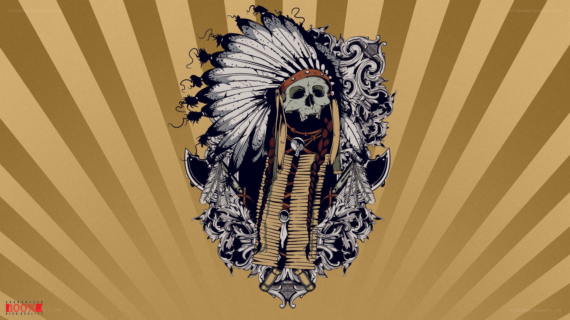 skull with feather headdress