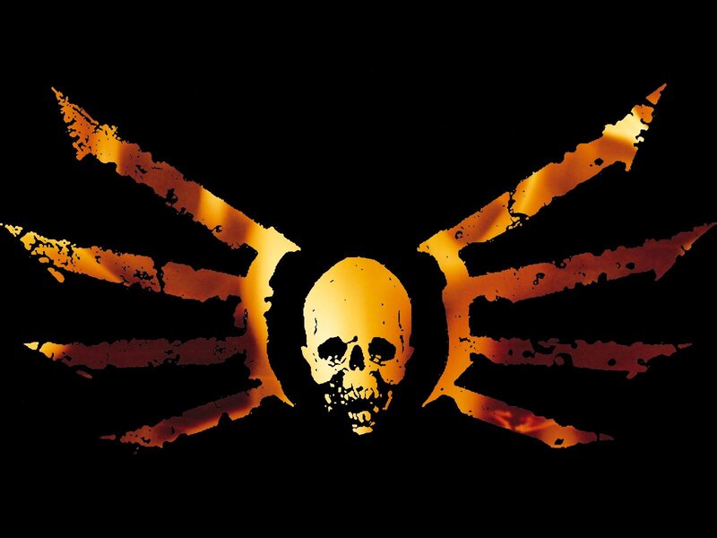 skull with fiery wings