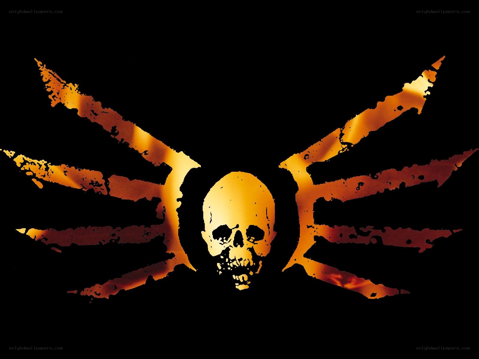 skull with fiery wings
