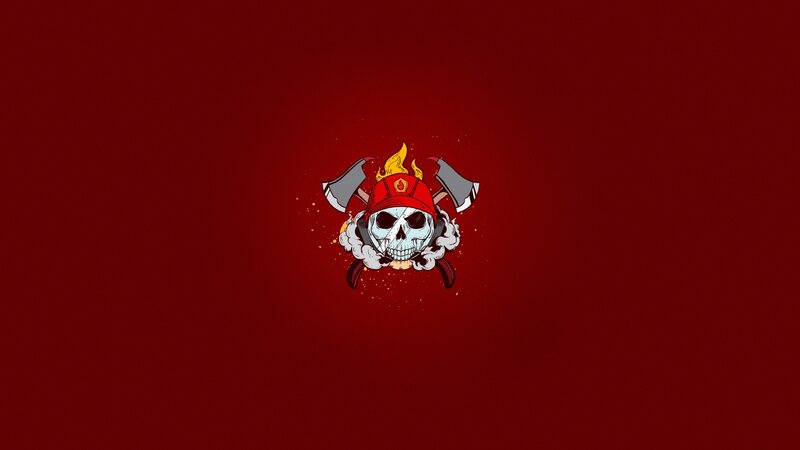 Skull with Fire Helmet