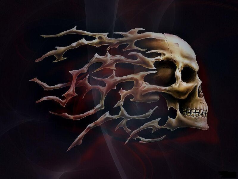 Skull with Flame Design — Black