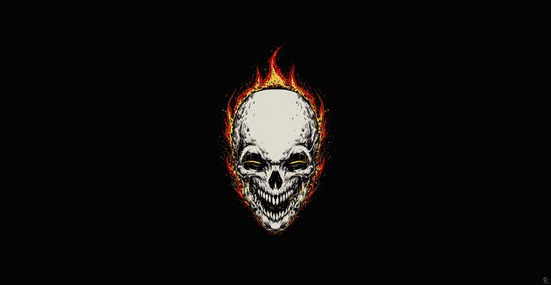 Skull with Flames — Black, Dark, Intense
