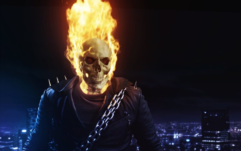 Skull with Flames — Black, Dramatic