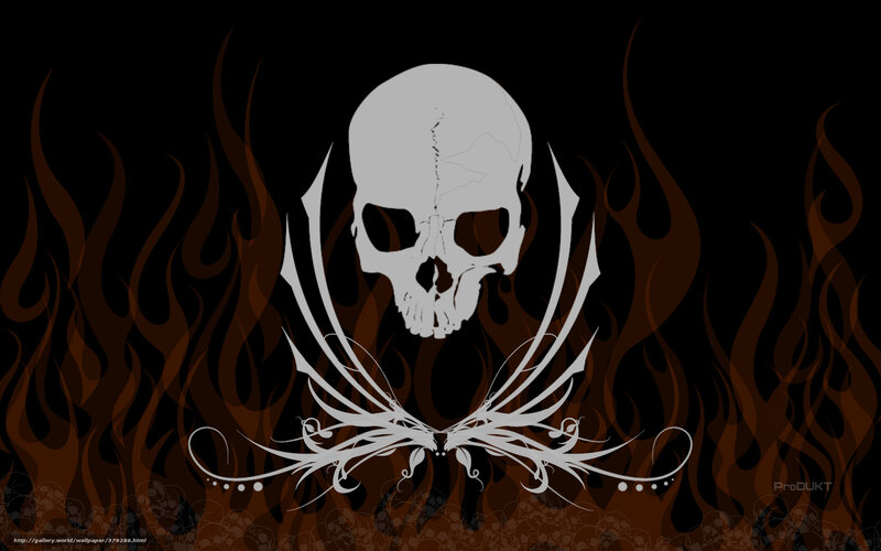 skull with flames wallpaper