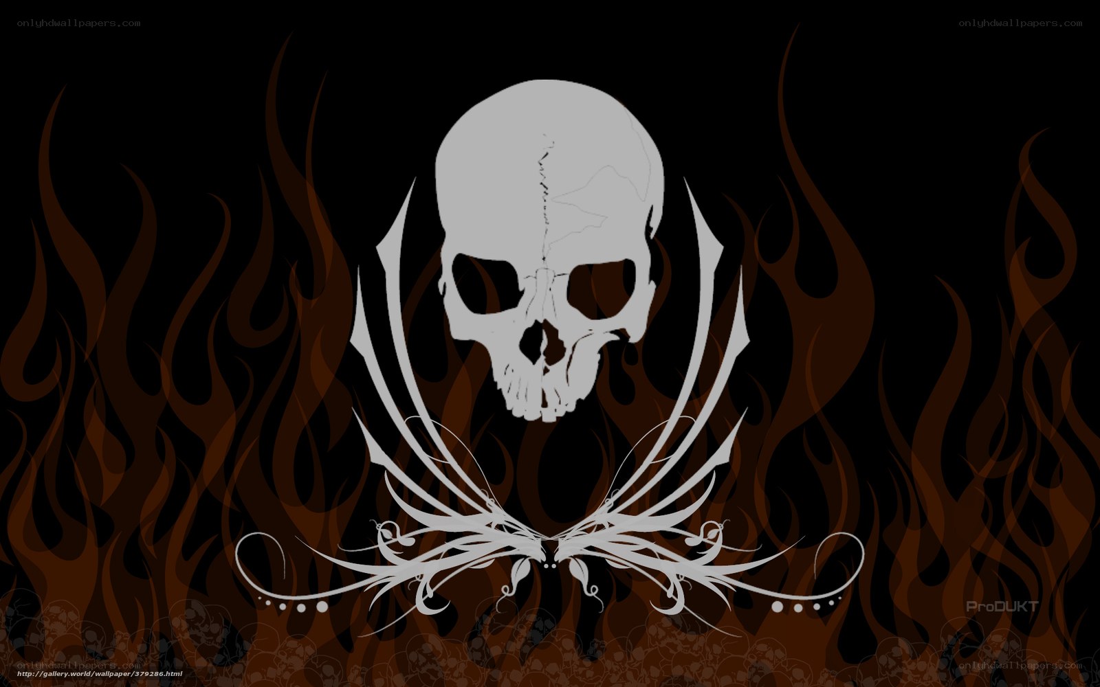 skull with flames wallpaper